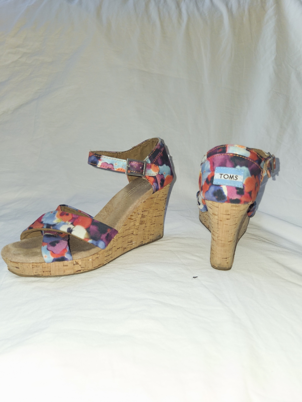 TOMS Women's Floral Cork Wedge Sandals - Multicolor